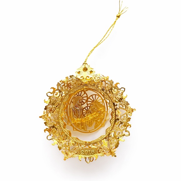 Danbury Mint Gold Christmas Ornaments Lot Nativity Mitten Scroll Filigree - Picture 4 of 6